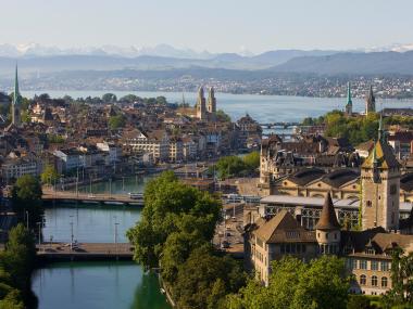 Zurich Aerial Vue, From National Museum to the Alps