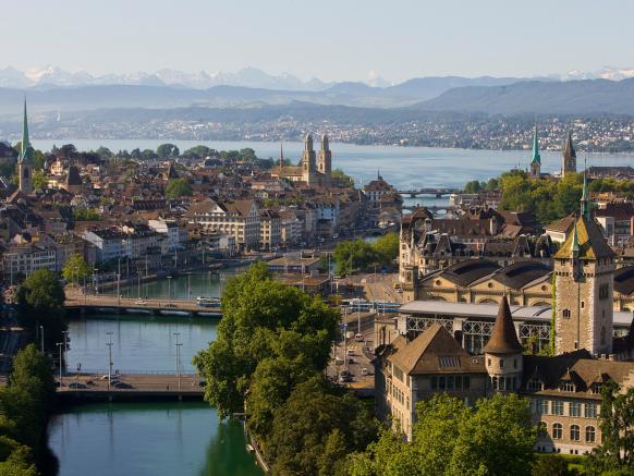 Zurich Aerial Vue, From National Museum to the Alps